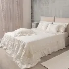 Rectangular Pillowcase with Elegant Lace in White Linen Design for Bed - Gioiano Viadurini
