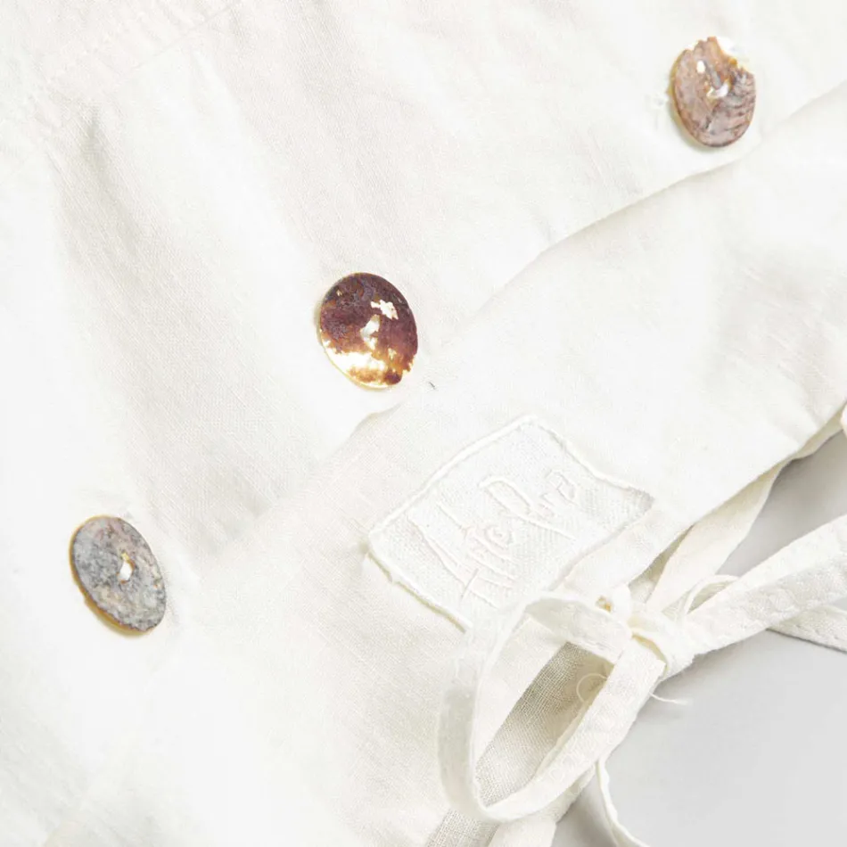 Rectangular Bed Pillowcase in White or Black Linen with Buttons and Laces - Agora Viadurini