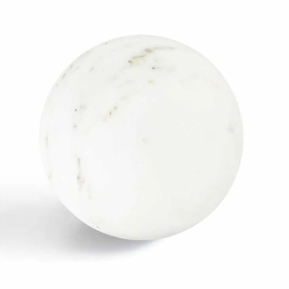 Modern Sphere Paperweight in Italian Satin White Marble, 2 Pieces - Sphere Viadurini