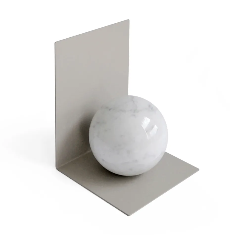 Metal Bookend with Marble Sphere Made in Italy - Akira Viadurini