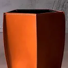 Design wastepaper box in regenerated Poligiono leather, made in Italy Viadurini