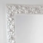 Large white floor / wall mirror with Flower wooden frame Viadurini