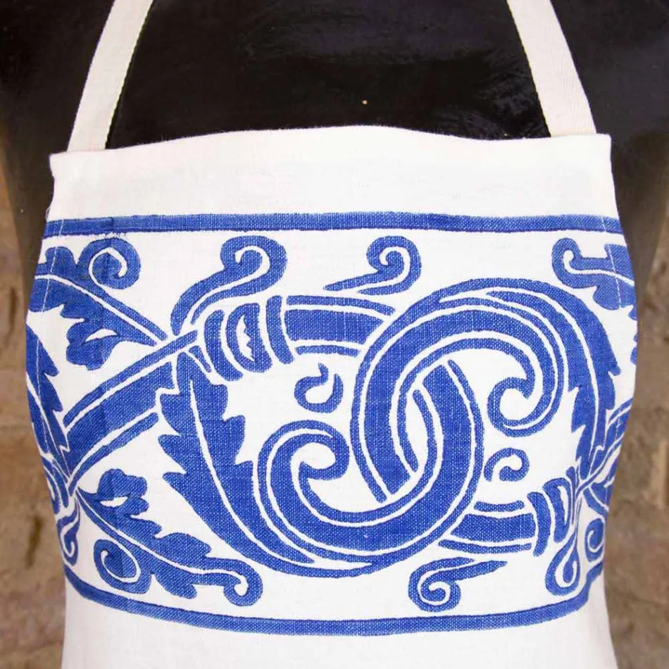 Italian Hand Crafted Linen Apron One Piece - Brands Viadurini