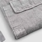 Anthracite Grey Linen Kitchen Apron Low Model with Pocket - Flick Viadurini