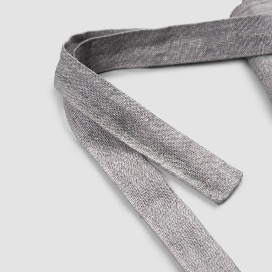 Anthracite Grey Linen Kitchen Apron Low Model with Pocket - Flick Viadurini