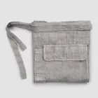 Anthracite Grey Linen Kitchen Apron Low Model with Pocket - Flick Viadurini