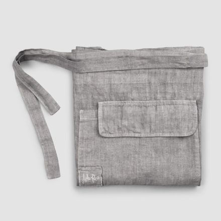 Anthracite Grey Linen Kitchen Apron Low Model with Pocket - Flick Viadurini