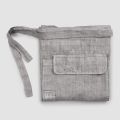 Kitchen Apron in Anthracite Grey Linen Low Model with Pocket - Flick