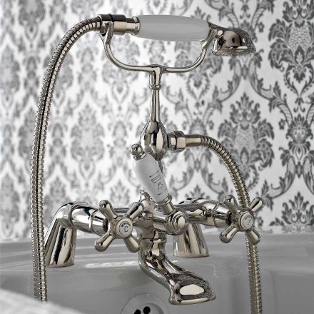 Classic Bathtub Edge Group with Brass Hand Shower Made in Italy - Ercolina Viadurini