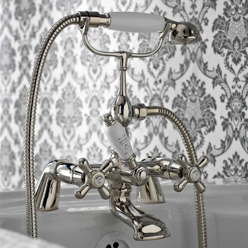 Classic Bathtub Edge Group with Brass Hand Shower Made in Italy - Ercolina Viadurini