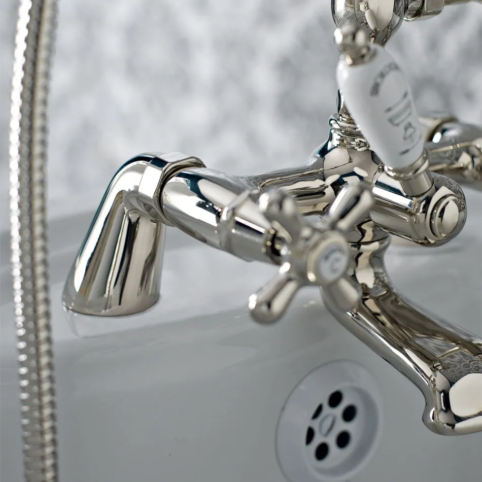 Classic Bathtub Edge Group with Brass Hand Shower Made in Italy - Ercolina Viadurini