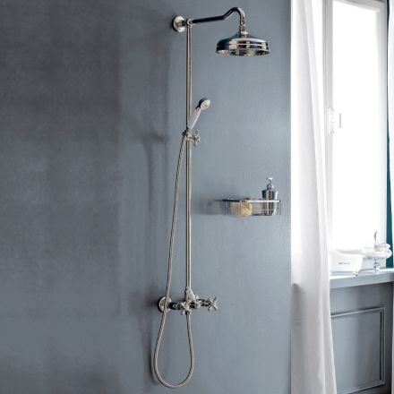 Classic Duplex Shower Group in Brass with 3 Sizes Shower Head - Ercolina Viadurini