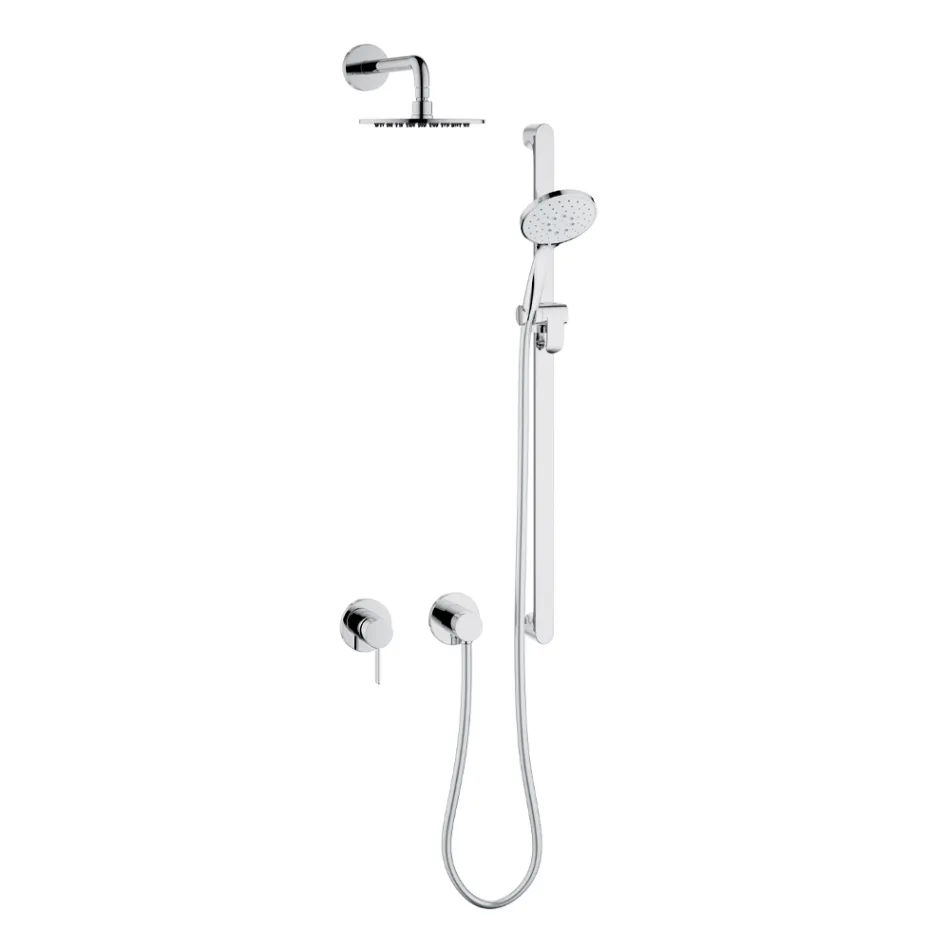 Shower Group Showerhead and Sliding Rail Round or Square Rosette - Erkole Viadurini