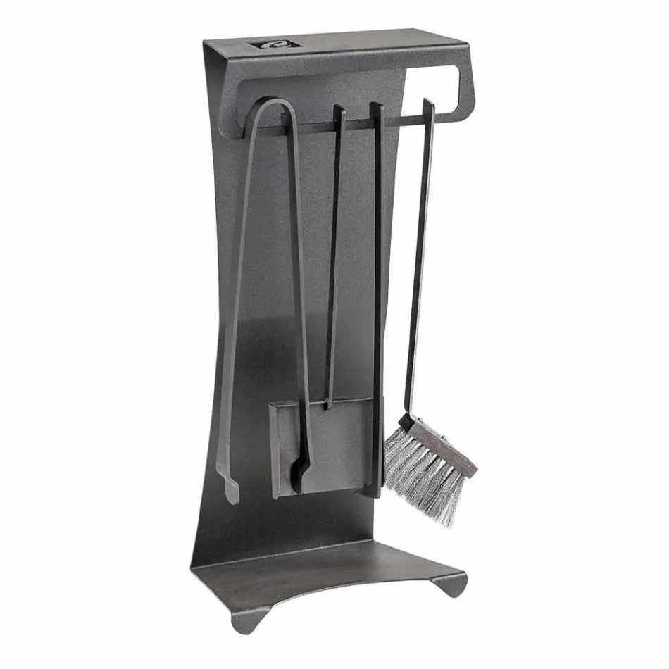 Set of 4 Made in Italy Design Steel Fireplace Tools - Chandler Viadurini