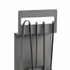 Set of 4 Black Steel Tools for the Fireplace Made in Italy - Rachel Viadurini