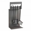 Set of 4 Black Steel Tools for the Fireplace Made in Italy - Rachel