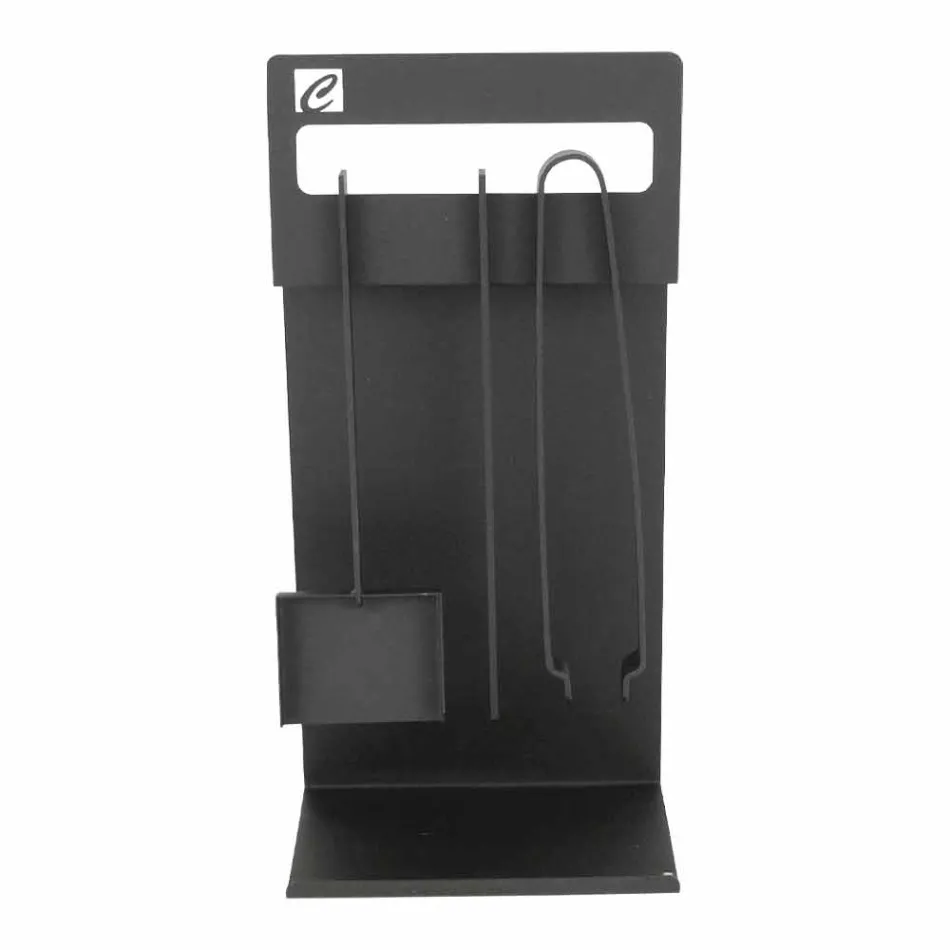 Set of Design Tools for Fireplace in Black Steel Made in Italy - Ostro Viadurini