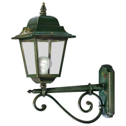 Outdoor Wall Lamp Aluminium Green Gold and Hand Painted Flowers - Gorizia Viadurini