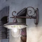 Garden Wall Lamp in Black Aluminium Hand Painted Flowers - Latin Viadurini