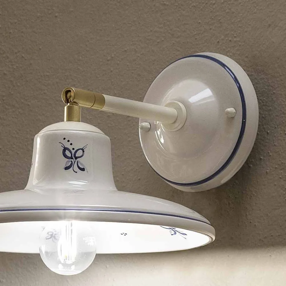 Vintage Hand-Decorated Artisan Ceramic Wall Lamp - Como Viadurini