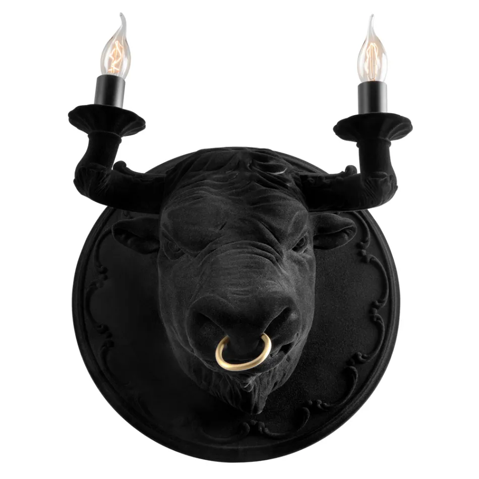 Wall Lamp with 2 Lights in Ceramic Design in the Shape of a Bull - Marrena Viadurini