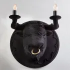 Wall Lamp with 2 Lights in Ceramic Design in the Shape of a Bull - Marrena Viadurini