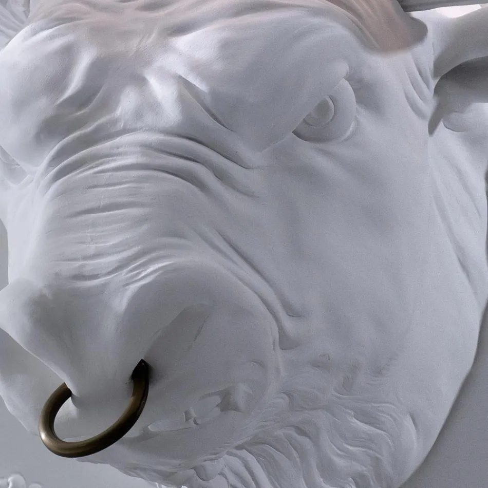 Wall Lamp with 2 Lights in Ceramic Design in the Shape of a Bull - Marrena Viadurini