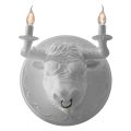 Wall Lamp with 2 Lights in Ceramic Design in the Shape of a Bull - Marrena