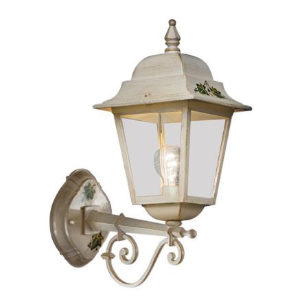 Hand-Decorated White Aluminium Garden Wall Lamp - Gorizia Viadurini