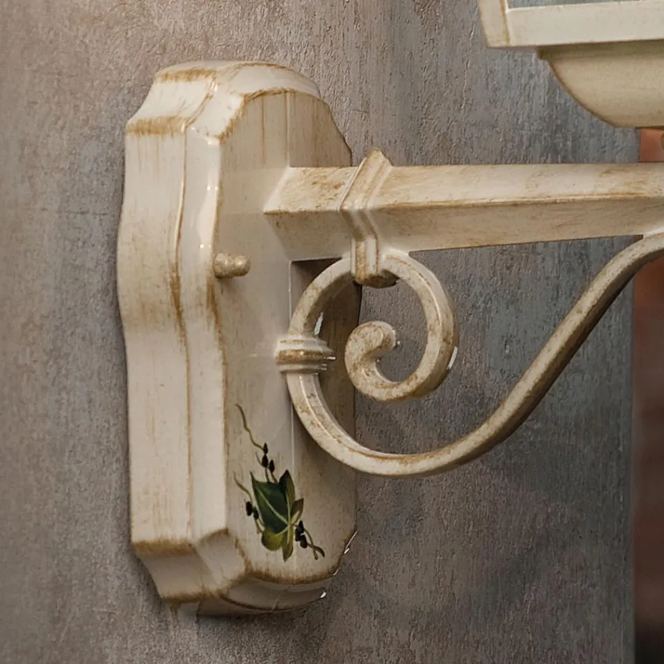 Wall Lamp in White Aluminium and Hand Painted Decoration - Gorizia Viadurini