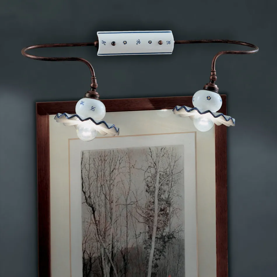 Country Hand-Decorated Artisan Ceramic Wall Lamp - Rome Viadurini