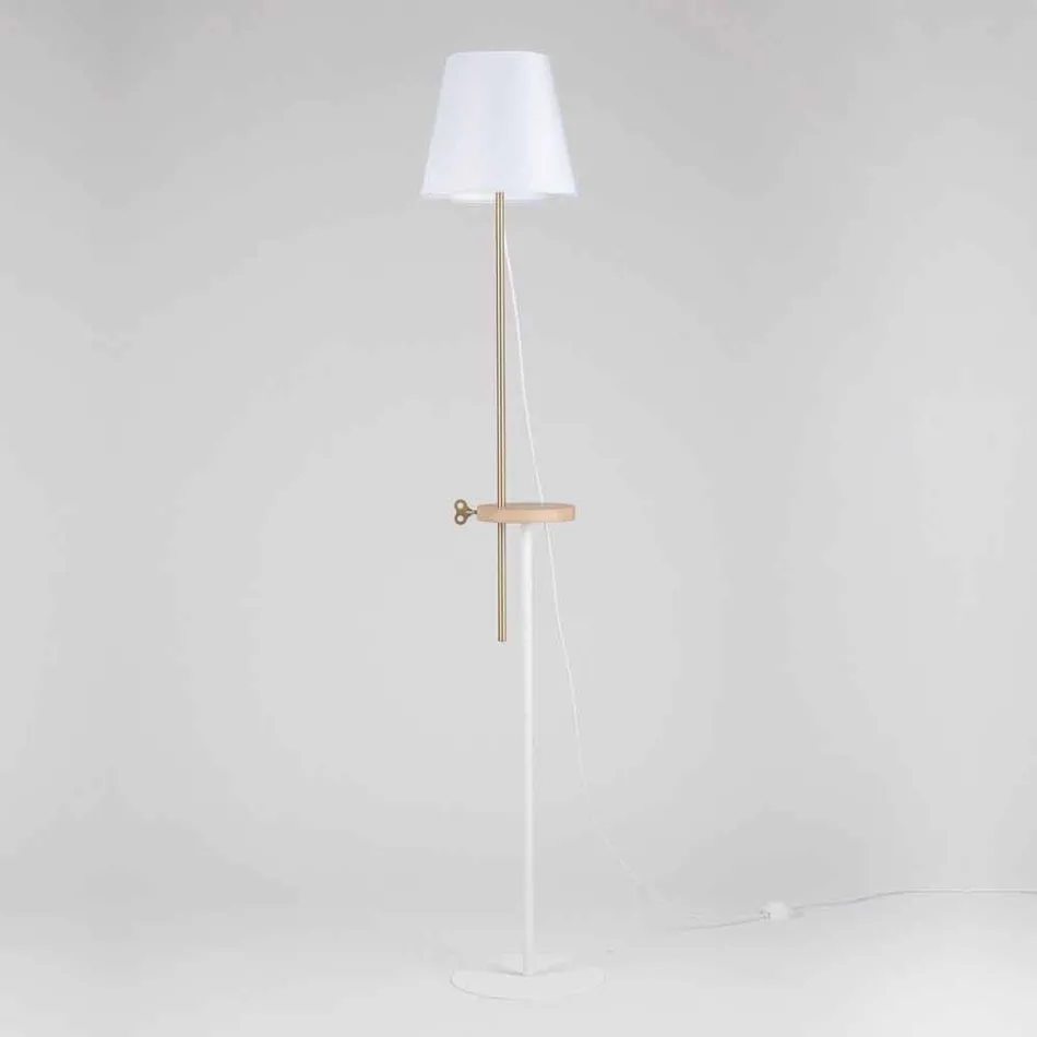 Design Floor Lamp in Steel, Ash and Brass Made in Italy - Pitulla Viadurini