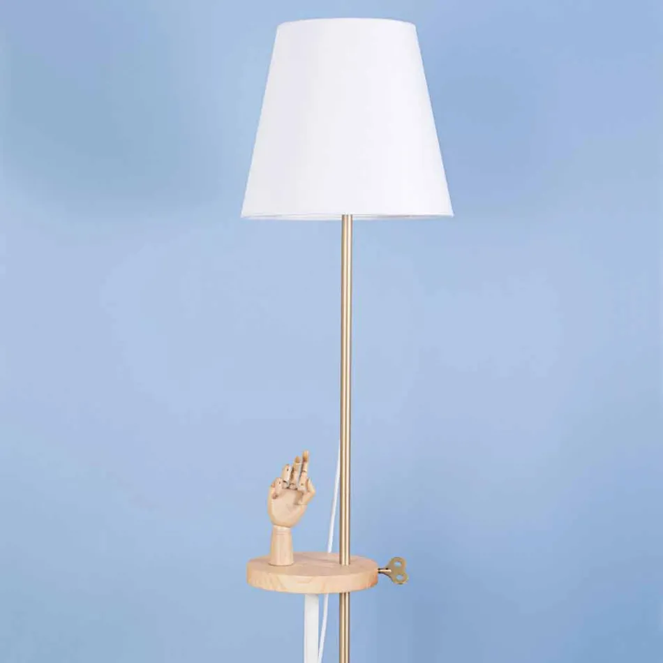 Design Floor Lamp in Steel, Ash and Brass Made in Italy - Pitulla Viadurini