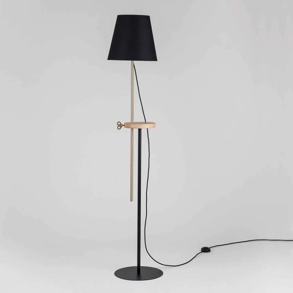 Design Floor Lamp in Steel, Ash and Brass Made in Italy - Pitulla Viadurini