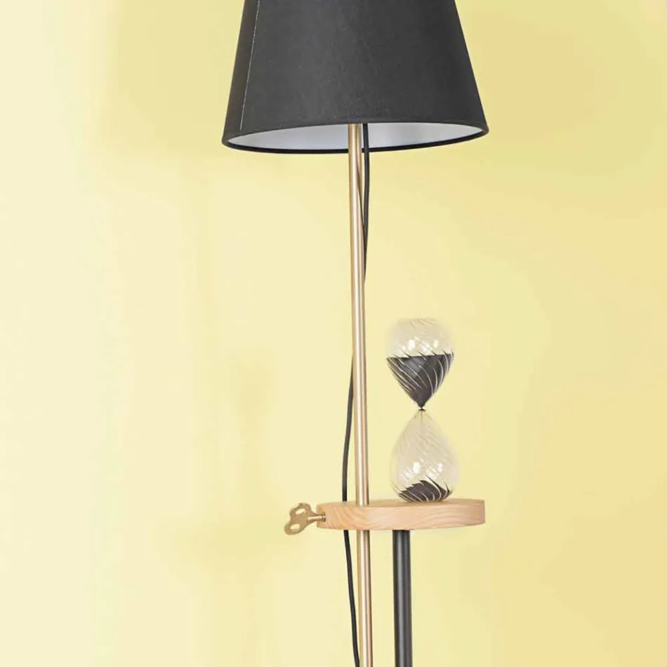 Design Floor Lamp in Steel, Ash and Brass Made in Italy - Pitulla Viadurini