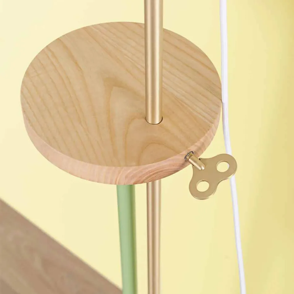 Design Floor Lamp in Steel, Ash and Brass Made in Italy - Pitulla Viadurini