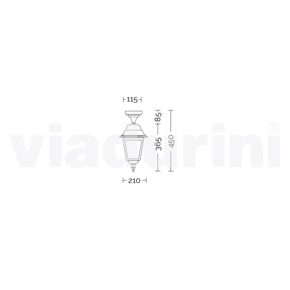 Aluminium garden ceiling lamp made in Italy, Aquilina Viadurini