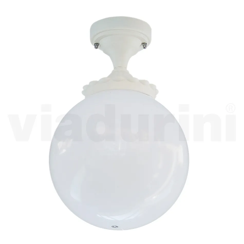 Ceiling Lamp in Opal Acrylic and White Aluminium Structure - Trovabianco Viadurini