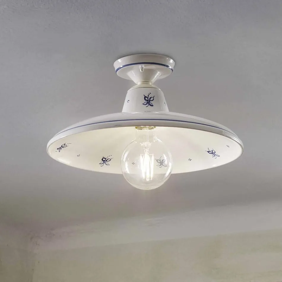 Ceiling Lamp in Ceramic and Vintage Hand Painted Decorations - Como Viadurini