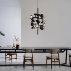 Suspension Lamp 16 Lights Design in White or Black -Celio Aluminium Viadurini