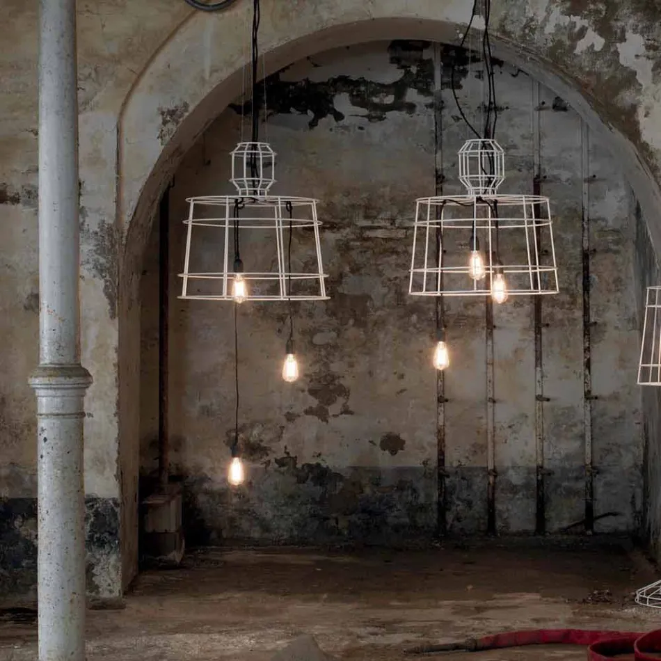 Suspension Lamp 3 Lights in White or Natural Metal Design - Stylus Viadurini