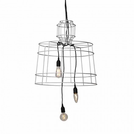 Suspension Lamp 3 Lights in White or Natural Metal Design - Stylus Viadurini