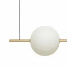 Suspension Lamp 3 Lights in Brass and Glass 2 Finishes - Alma by Il Fanale Viadurini