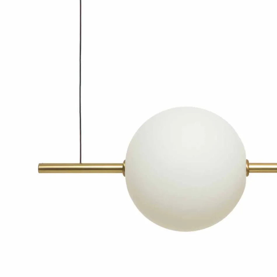Suspension Lamp 3 Lights in Brass and Glass 2 Finishes - Alma by Il Fanale Viadurini