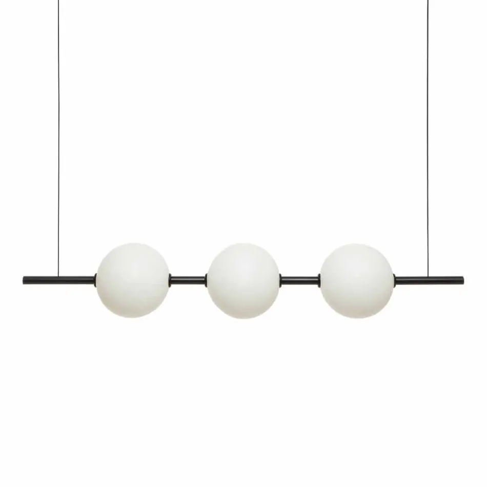 Suspension Lamp 3 Lights in Brass and Glass 2 Finishes - Alma by Il Fanale Viadurini