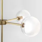 5 Lights Suspension Lamp in Natural Brass and Glass - Molecola by Il Fanale Viadurini