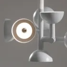 Suspension Lamp 6 Lights Design in White or Black Aluminium - Celio Viadurini