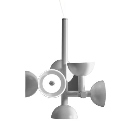 Suspension Lamp 6 Lights Design in White or Black Aluminium - Celio Viadurini