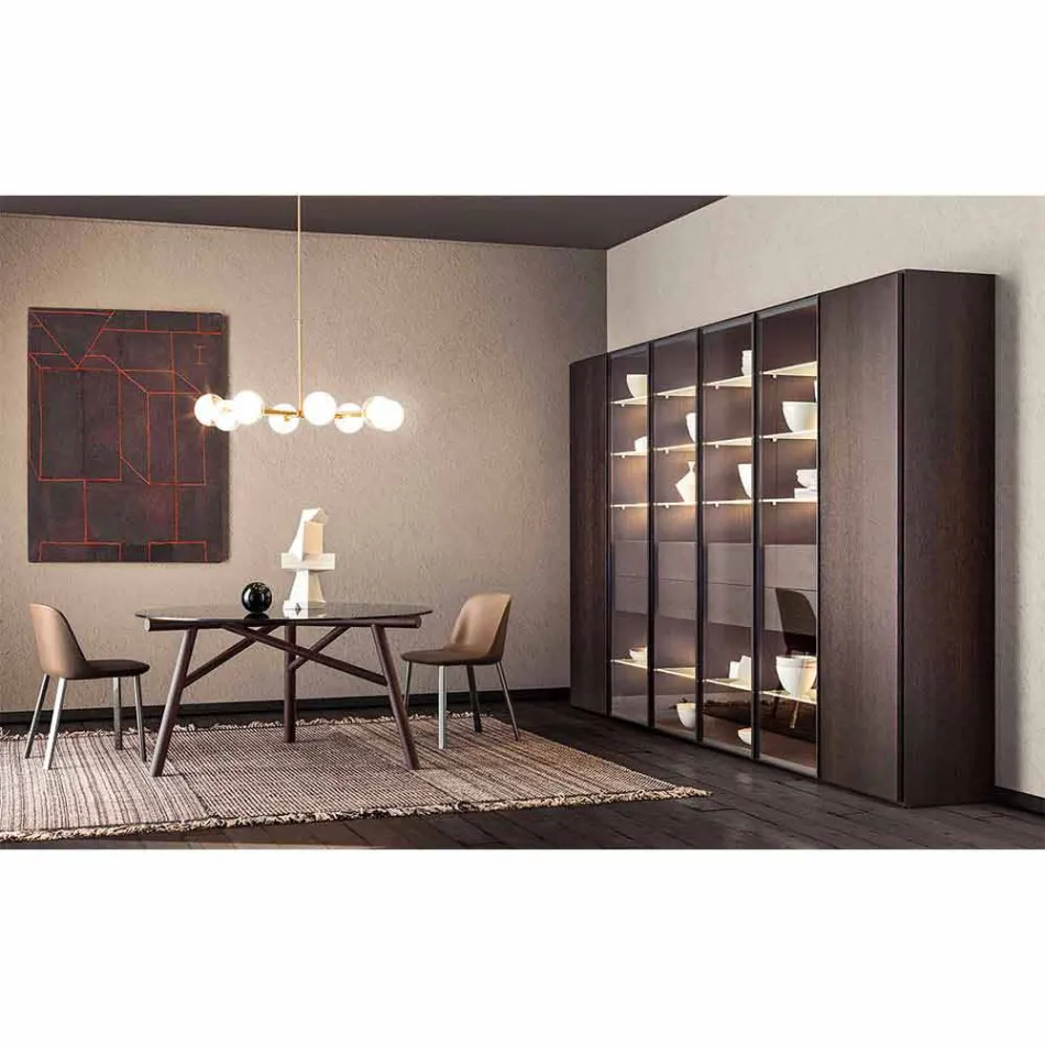 Suspension Lamp 8 Lights in Natural Brass and Glass - Molecola by Il Fanale Viadurini