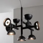 Suspension Lamp 9 Lights Design in White or Black Aluminium - Celio Viadurini